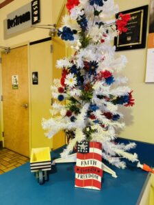Convenience store holiday decorations creating a welcoming customer experience